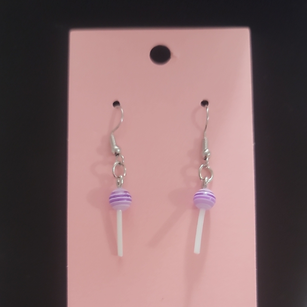 Purple and Silver Dangle Earrings